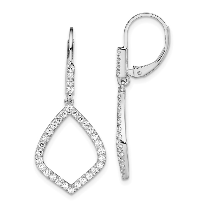 14k White Gold 3/4 carat Lab Grown Diamond VS/SI+ G+ Complete Fashion Dangle Leverback Earrings