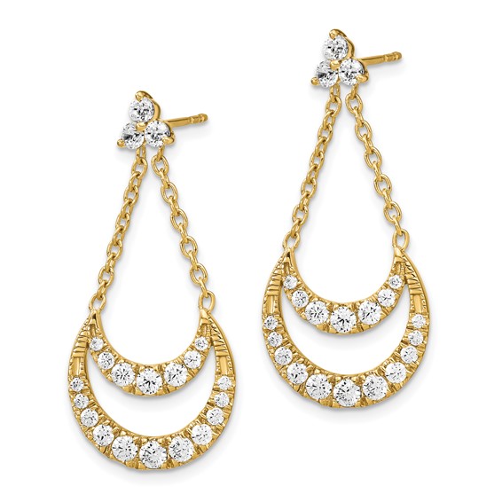 14k YG Lab Grown Dia VS/SI+ G+ Fancy Chandelier Post Earrings