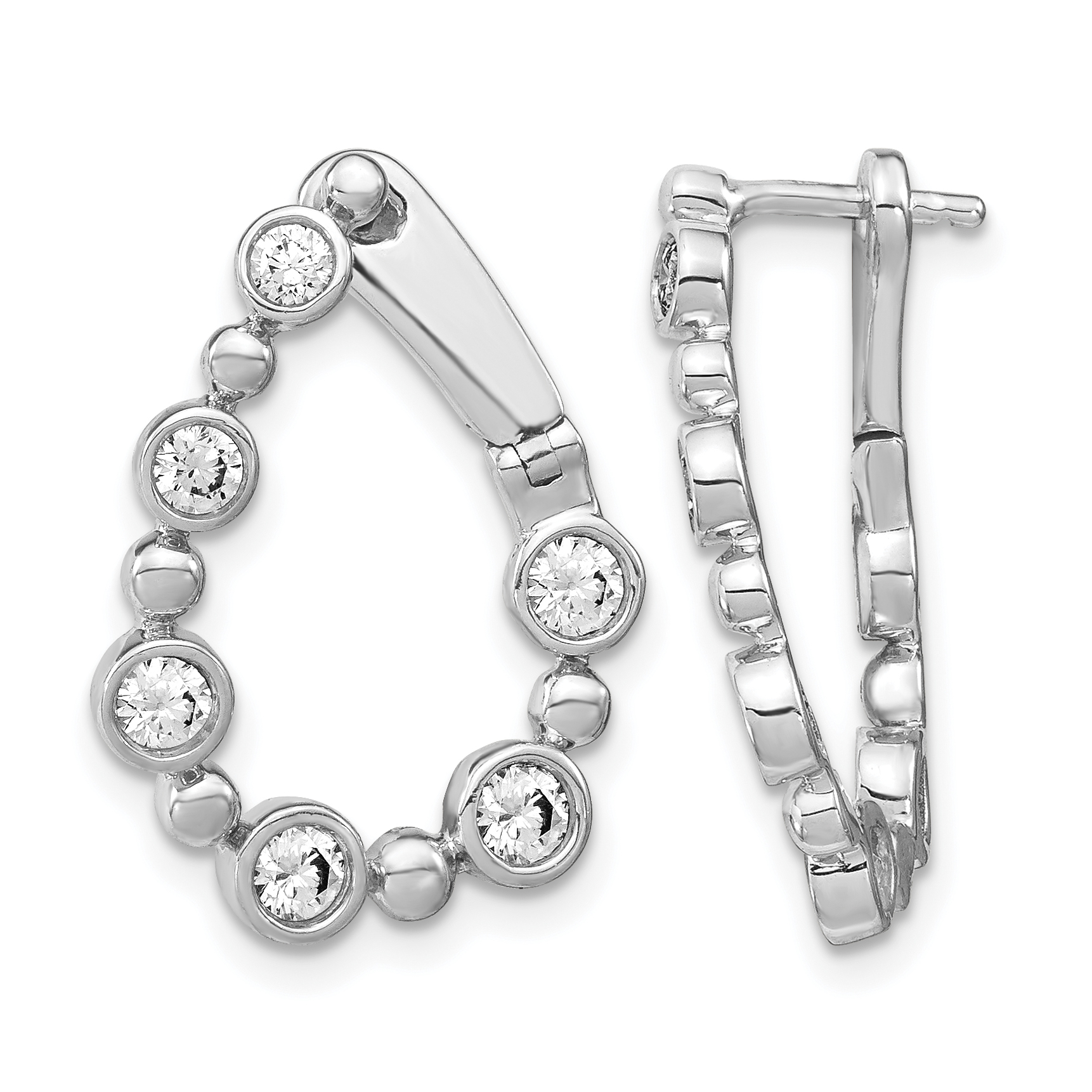 14k White Gold 1 carat Lab Grown Diamond VS/SI+ G+ Complete Hinged Hoop Earrings (EM7962-100-WLG)