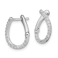 14K White Gold 0.33 Carat Lab Grown Diamond VS SI+ G+ Complete Hinged Hoop Earrings view 2