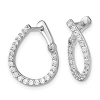14K White Gold 0.62 Carat Lab Grown Diamond VS SI+ G+ Complete Hinged Hoop Earrings view 2