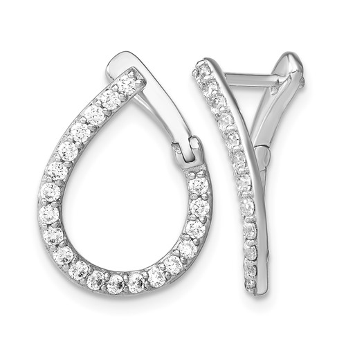 14K White Gold 0.62 Carat Lab Grown Diamond VS SI+ G+ Complete Hinged Hoop Earrings