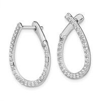 14K White Gold 0.75 Carat Lab Grown Diamond VS SI+ G+ Complete Hinged Hoop Earrings view 2