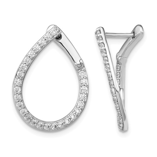 14K White Gold 0.75 Carat Lab Grown Diamond VS SI+ G+ Complete Hinged Hoop Earrings