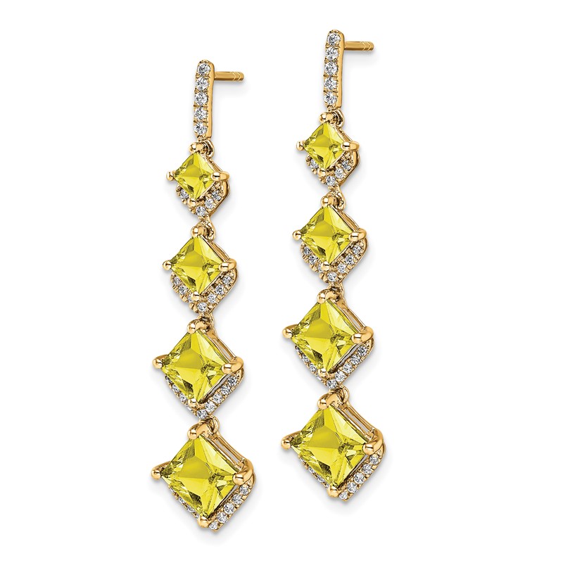 14K Lab Grown Diamond VS/SI+ G+ Cr.Yellow Sapp Drop Post Earrin