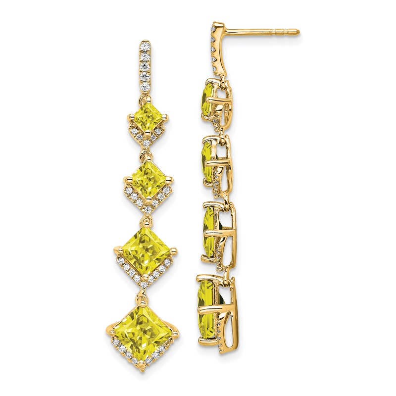 14K Lab Grown Diamond VS/SI+ G+ Cr.Yellow Sapp Drop Post Earrin