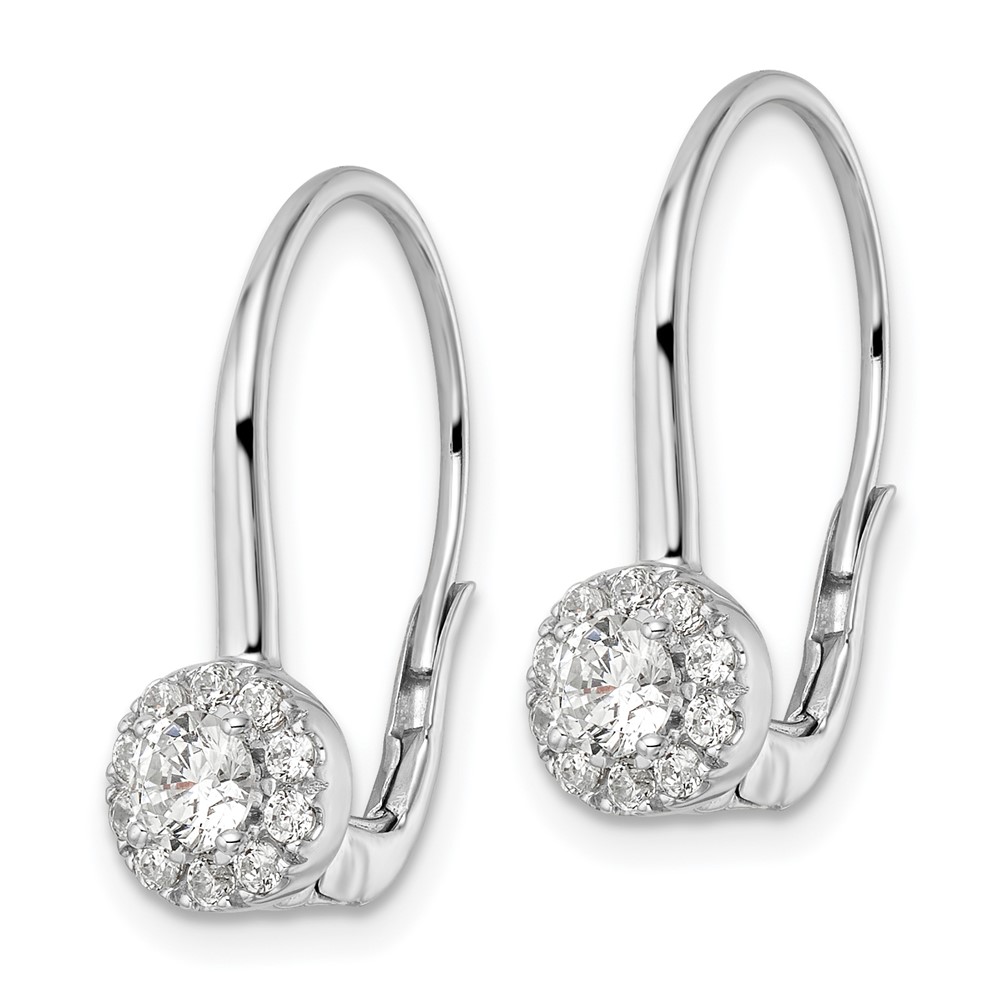 14k White Gold 3/4 carat Lab Grown Diamond VS/SI+ G+ Complete Drop Leverback Earrings (EM8186-075-WLG)