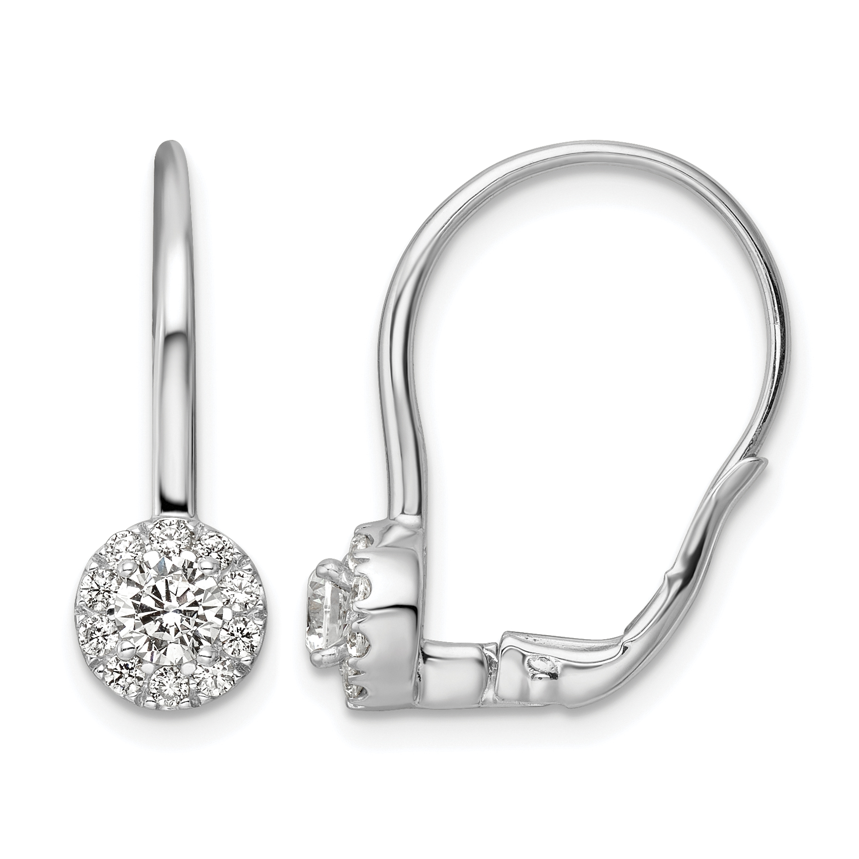 14k White Gold 3/4 carat Lab Grown Diamond VS/SI+ G+ Complete Drop Leverback Earrings (EM8186-075-WLG)