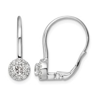 14K White Gold 0.75 Carat Lab Grown Diamond VS SI+ G+ Complete Drop Leverback Earrings view 1