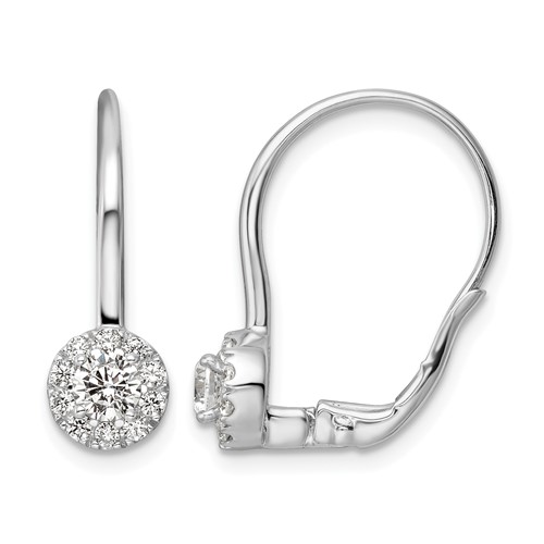 14K White Gold 0.75 Carat Lab Grown Diamond VS SI+ G+ Complete Drop Leverback Earrings