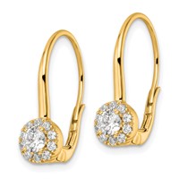14K Yellow Gold 0.75 Carat Lab Grown Diamond VS SI+ G+ Complete Drop Leverback Earrings view 2
