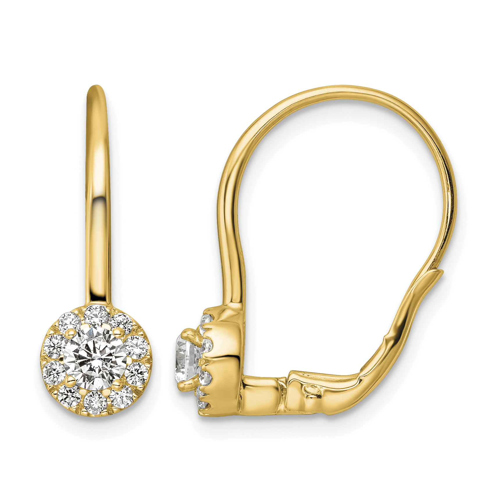 14k 3/4 carat Lab Grown Diamond VS/SI+ G+ Complete Drop Leverback Earrings (EM8186-075-YLG)