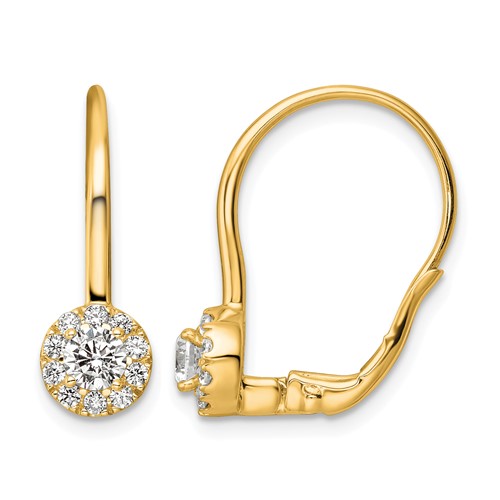 14K Yellow Gold 0.75 Carat Lab Grown Diamond VS SI+ G+ Complete Drop Leverback Earrings