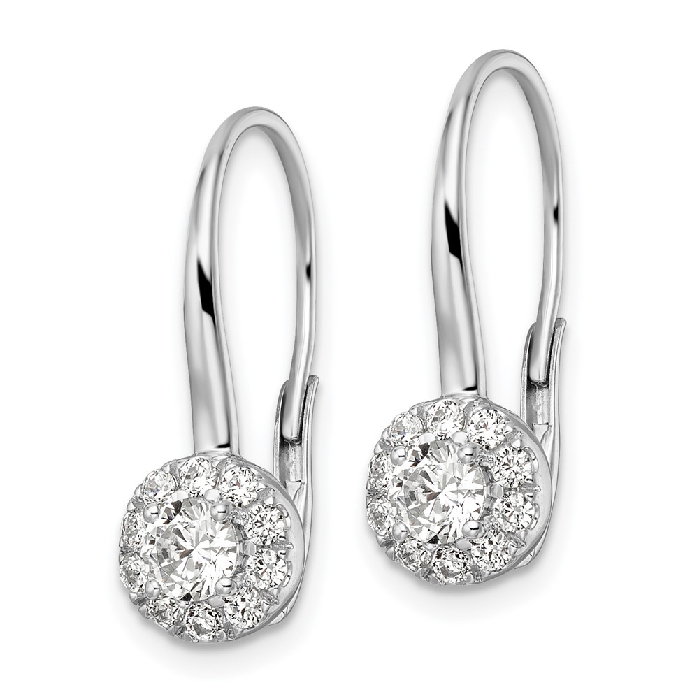 14k White Gold 1 carat Lab Grown Diamond VS/SI+ G+ Complete Drop Leverback Earrings (EM8186-100-WLG)