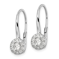 14K White Gold 1 Carat Lab Grown Diamond VS SI+ G+ Complete Drop Leverback Earrings view 2