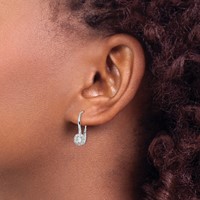 14K White Gold 1 Carat Lab Grown Diamond VS SI+ G+ Complete Drop Leverback Earrings view 3
