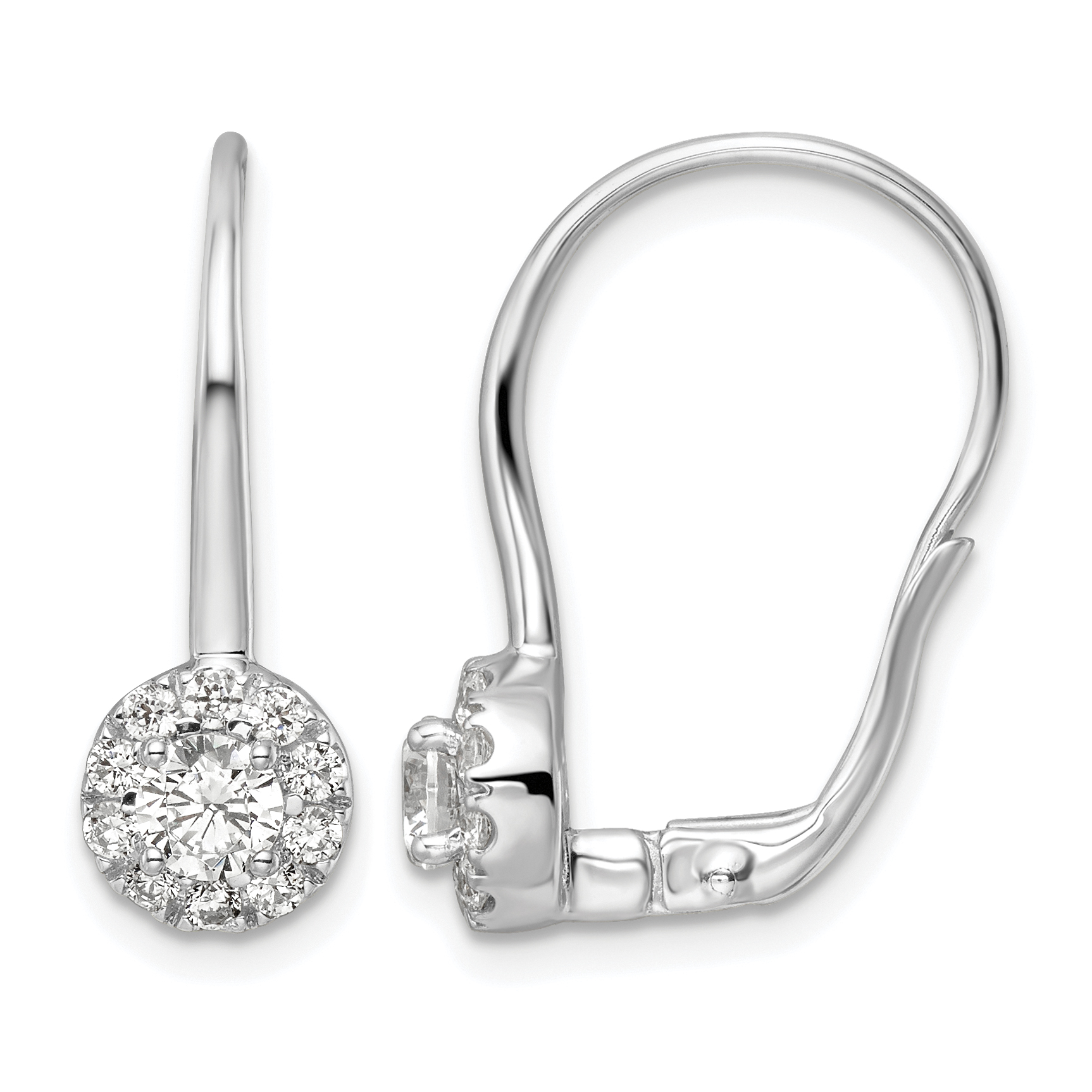14k White Gold 1 carat Lab Grown Diamond VS/SI+ G+ Complete Drop Leverback Earrings (EM8186-100-WLG)