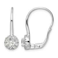 14K White Gold 1 Carat Lab Grown Diamond VS SI+ G+ Complete Drop Leverback Earrings view 1