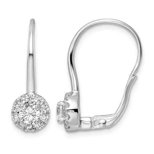 14K White Gold 1 Carat Lab Grown Diamond VS SI+ G+ Complete Drop Leverback Earrings