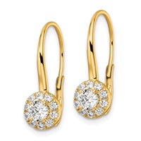 14K Yellow Gold 1ct Lab Grown Diamond VS SI+ G+ Complete Drop Leverback Earrings view 2