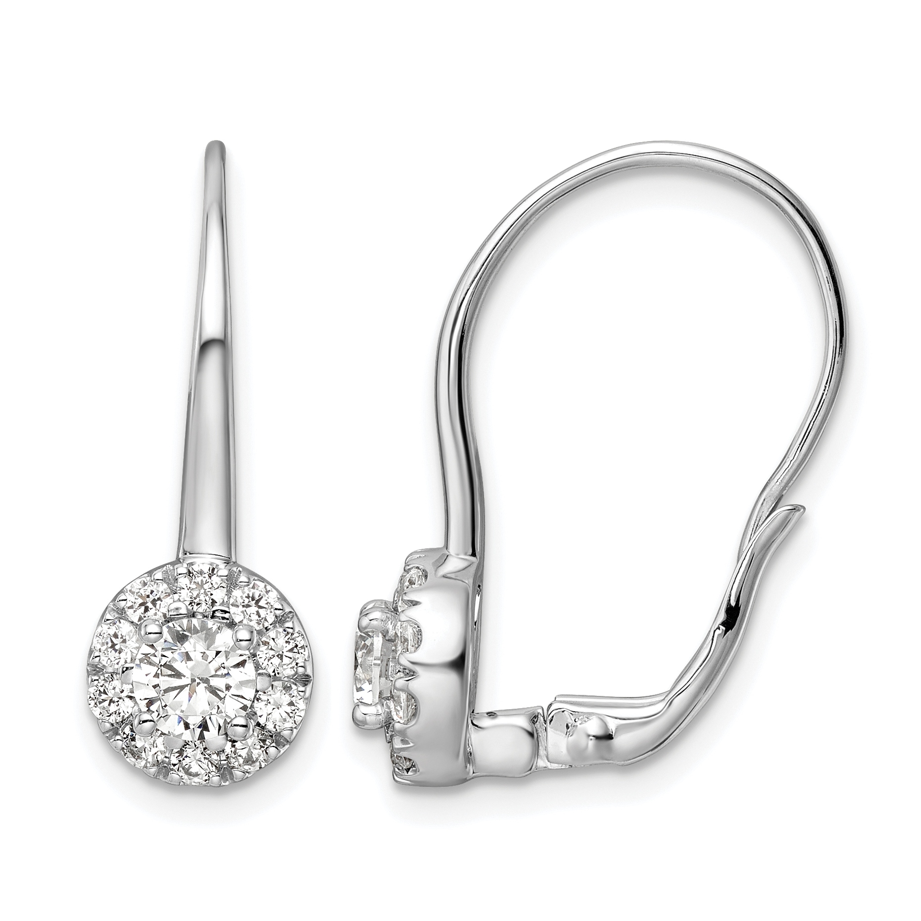 14k White Gold 1 1/2 carat Lab Grown Diamond VS/SI+ G+ Complete Drop Leverback Earrings (EM8186-150-WLG)