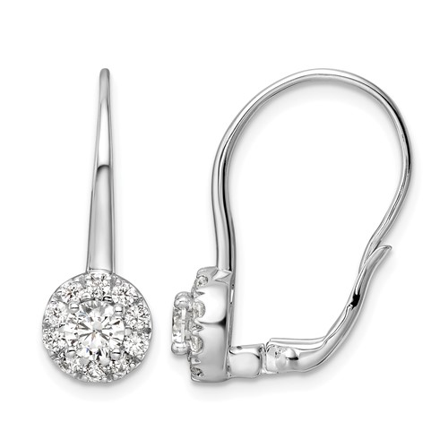 14K White Gold 1.50 Carat Lab Grown Diamond VS SI+ G+ Complete Drop Leverback Earrings