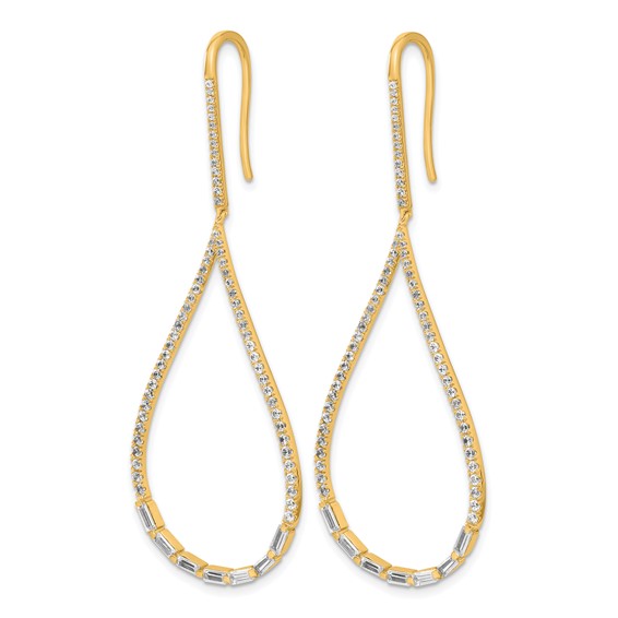 Gold Diamond Teardrop Dangle Post Earrings