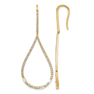 Gold Diamond Teardrop Dangle Post Earrings