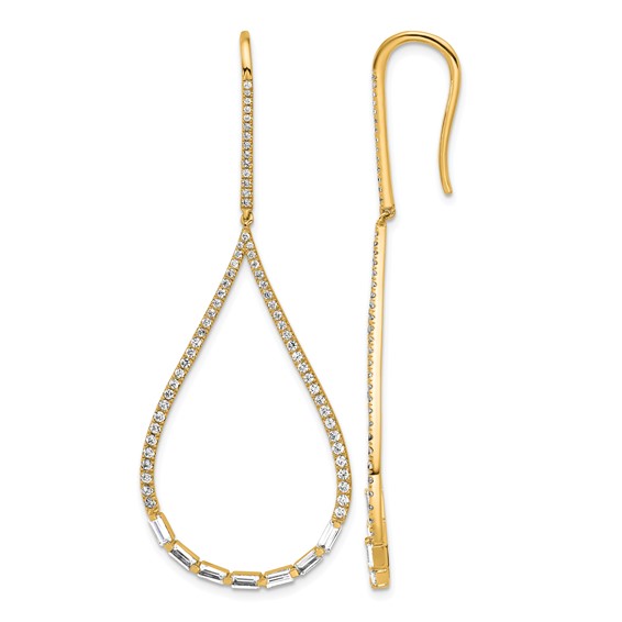 Gold Diamond Teardrop Dangle Post Earrings