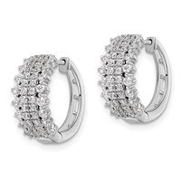 14K White Gold 1 Carat Lab Grown Diamond VS SI+ G+ Complete Hinged Hoop Earrings view 2