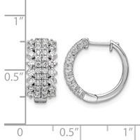 14K White Gold 1 Carat Lab Grown Diamond VS SI+ G+ Complete Hinged Hoop Earrings view 4