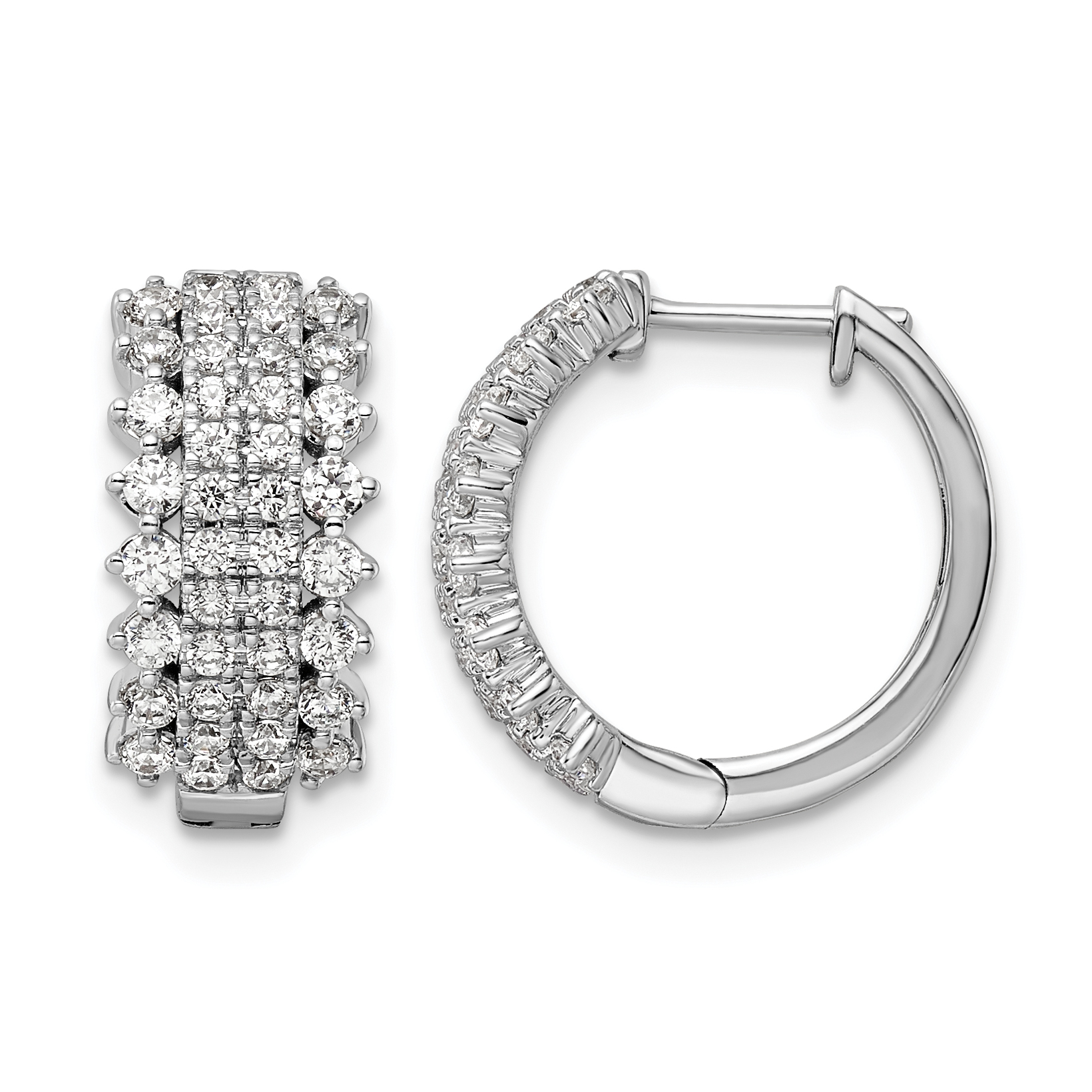 14k White Gold 1 carat Lab Grown Diamond VS/SI+ G+ Complete Hinged Hoop Earrings (EM8364-100-WLG)