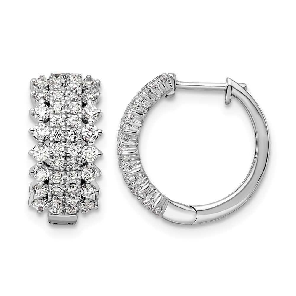 14K White Gold 1 Carat Lab Grown Diamond VS SI+ G+ Complete Hinged Hoop Earrings