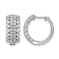 14K White Gold 1 Carat Lab Grown Diamond VS SI+ G+ Complete Hinged Hoop Earrings view 1