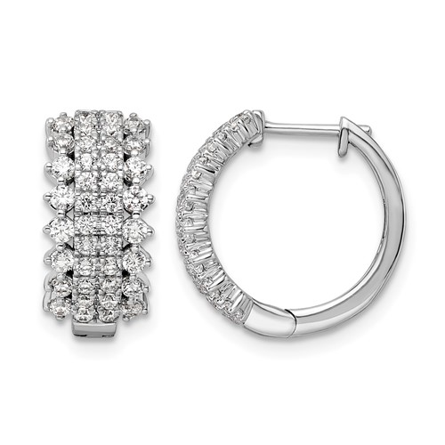 14K White Gold 1 Carat Lab Grown Diamond VS SI+ G+ Complete Hinged Hoop Earrings