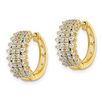 14K Yellow Gold 1 Carat Lab Grown Diamond VS SI+ G+ Complete Hinged Hoop Earrings view 2