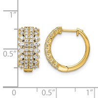 14K Yellow Gold 1 Carat Lab Grown Diamond VS SI+ G+ Complete Hinged Hoop Earrings view 4