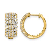 14K Yellow Gold 1 Carat Lab Grown Diamond VS SI+ G+ Complete Hinged Hoop Earrings view 1
