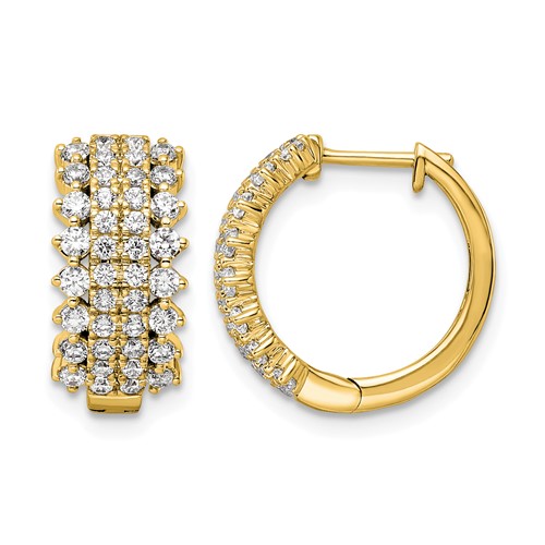 14K Yellow Gold 1 Carat Lab Grown Diamond VS SI+ G+ Complete Hinged Hoop Earrings