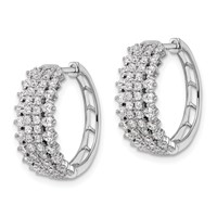 14K White Gold 1.50 Carat Lab Grown Diamond VS SI+ G+ Complete Hinged Hoop Earrings view 2