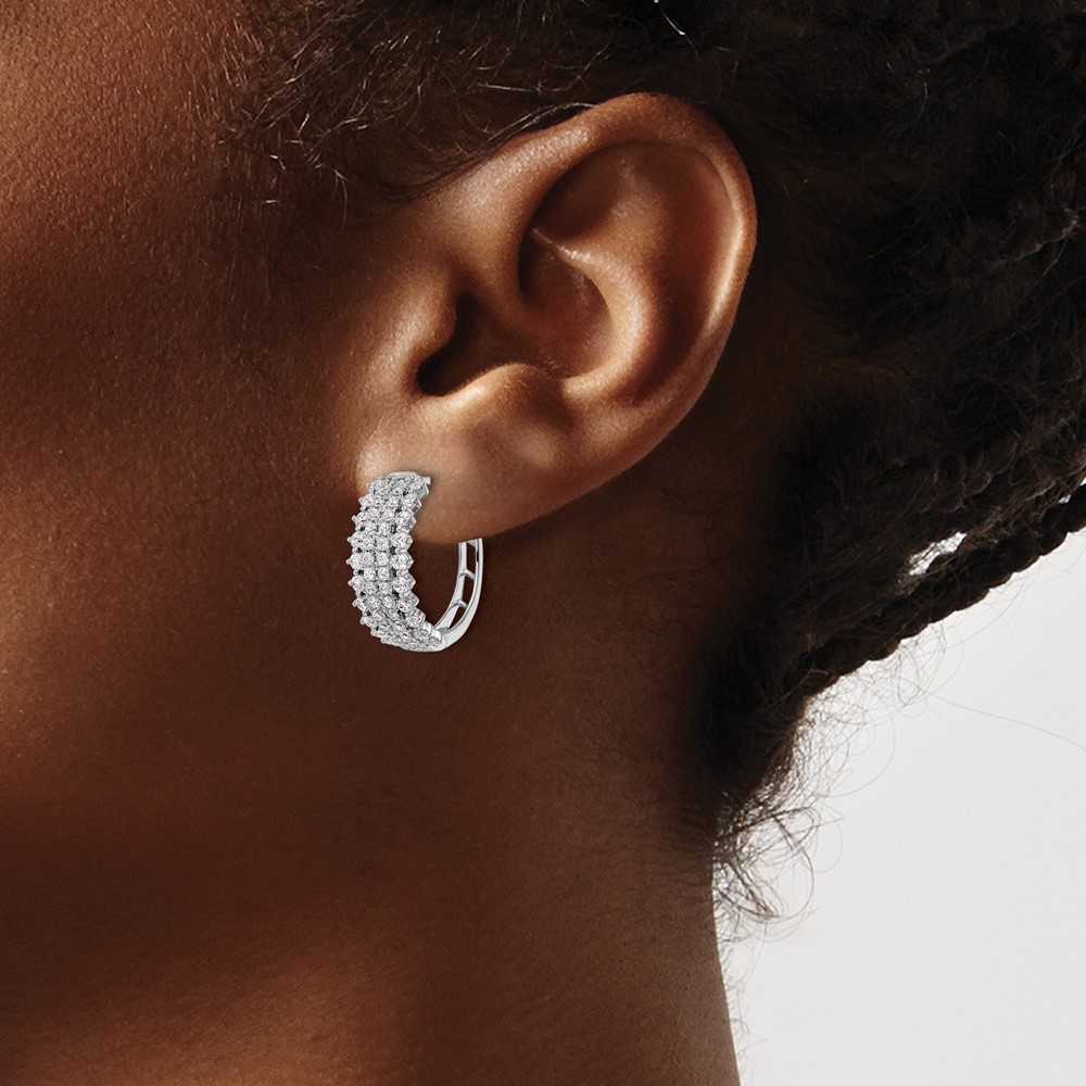14k White Gold 1 1/2 carat Lab Grown Diamond VS/SI+ G+ Complete Hinged Hoop Earrings (EM8364-150-WLG)