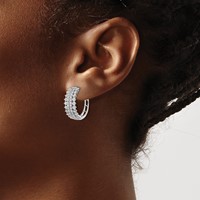 14K White Gold 1.50 Carat Lab Grown Diamond VS SI+ G+ Complete Hinged Hoop Earrings view 3