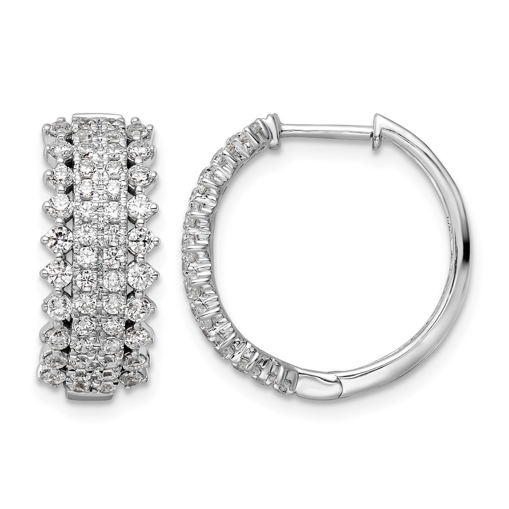 14k White Gold 1 1/2 carat Lab Grown Diamond VS/SI+ G+ Complete Hinged Hoop Earrings (EM8364-150-WLG)