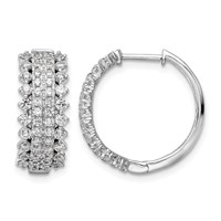 14K White Gold 1.50 Carat Lab Grown Diamond VS SI+ G+ Complete Hinged Hoop Earrings view 1