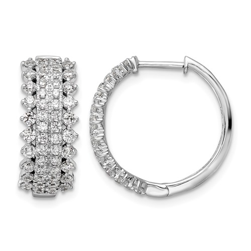 14K White Gold 1.50 Carat Lab Grown Diamond VS SI+ G+ Complete Hinged Hoop Earrings