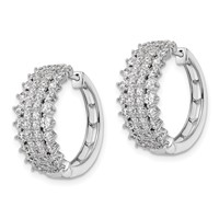14K White Gold 2 Carat Lab Grown Diamond VS SI+ G+ Complete Hinged Hoop Earrings view 2