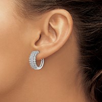 14K White Gold 2 Carat Lab Grown Diamond VS SI+ G+ Complete Hinged Hoop Earrings view 3