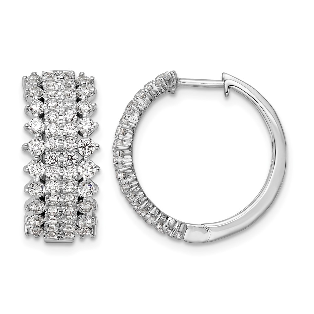 14K White Gold 2 Carat Lab Grown Diamond VS SI+ G+ Complete Hinged Hoop Earrings