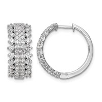 14K White Gold 2 Carat Lab Grown Diamond VS SI+ G+ Complete Hinged Hoop Earrings view 1