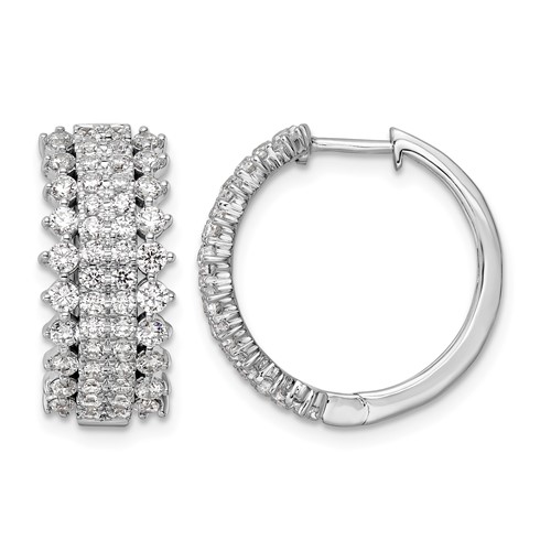 14K White Gold 2 Carat Lab Grown Diamond VS SI+ G+ Complete Hinged Hoop Earrings
